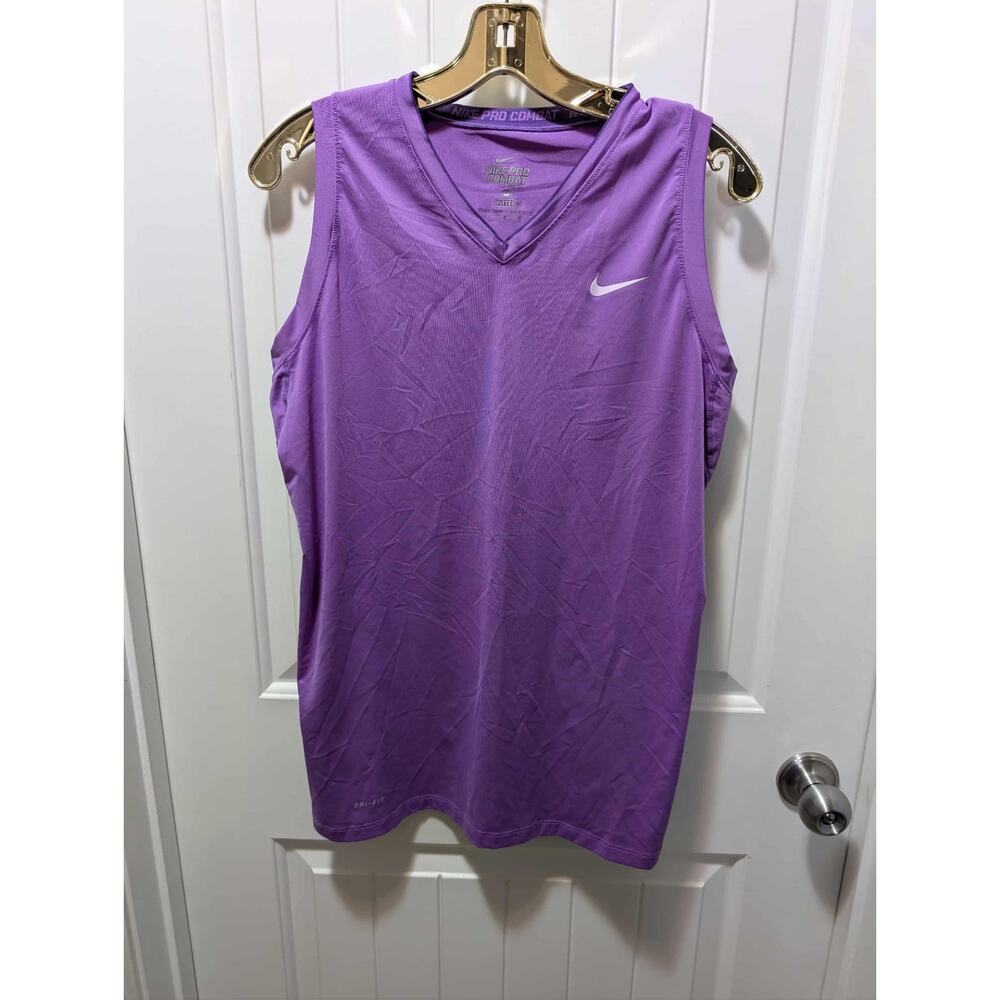 Nike Pro Combat Fitted Dri-Fit Women's Athletic Tank Top Purple Workout Size L